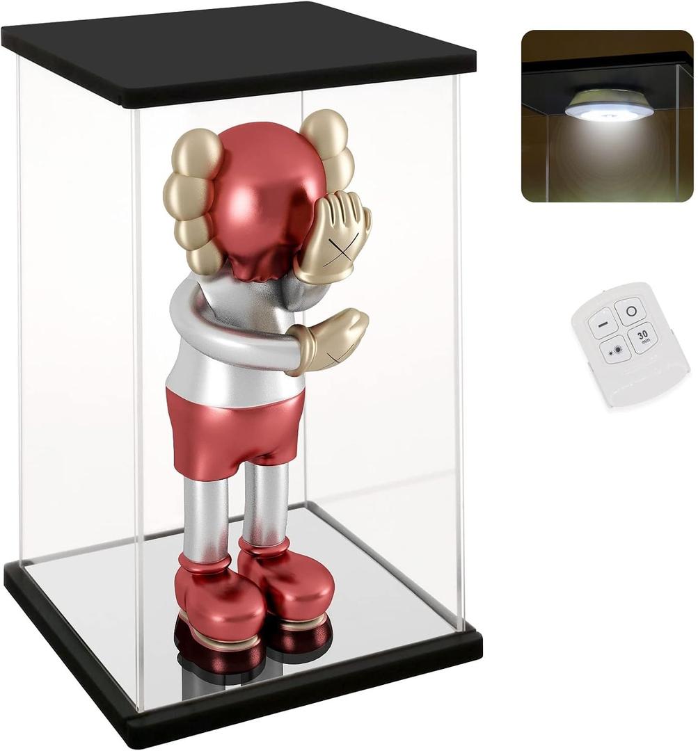 NONEMEY Clear Acrylic Display Case with Remote Control Light for 1000% Bearbrick, Dustproof Model Showcase Organizer Box, Display Case for Collectibles Bearbrick (15.71230inch,403076cm)