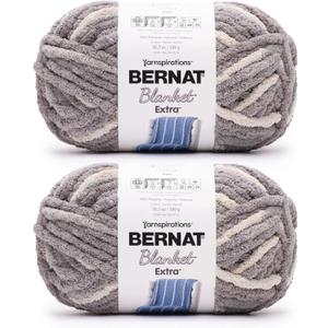 Bernat Blanket Extra Chunky Chenile Acrylic Yarn - (Pack of 2) (Silver Steel)