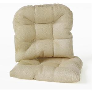 Klear Vu Gripper Overstuffed Universal Non-Slip Dining Chair Cushions for Kitchen Decor or Office Use, U-Shaped Skid-Proof Seat Pad, 15x15 Inches, 2 Count (Pack of 1), Linear Stone Tan