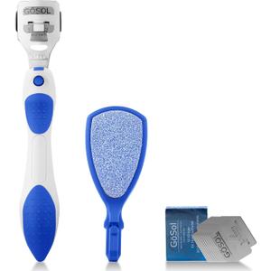 Foot Callus Remover Set, Durable Foot File and Foot Scrubber with 10Pcs Replacement Slices Blades, Callus Remover for Feet Callus Shaver Hard Dead Skin Pedicure Tools