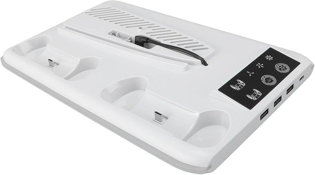 Console Cooling Station RGB Fan Dual Controller Charging Universal Accessories with Headset Holder (White)