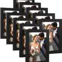 10 x HappyHapi 4x6 Picture Frames Set of 10, Tabletop or Wall Display Pictures 3.5x5 with Mat or 4x6 Without, Multi Photo Frames Collage (Black)