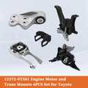 123050T341 123720T581 Engine Mounts & Transmission Mount, 4PCS Set Compatible with 2018-2022 Toyota C-HR LE XLE Nightshade 2.0L | OE A42130 123630T030 A42131 123640T030 A42136 A42137