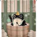 LGhtyro Funny Frog Shower Curtain Bathroom Set 71Wx78H Inches Cute Animal Cherry Blossom Japanese Asian Style Traditional Wooden Board Bath Accessories Rubber Duck Art Home Decor Fabric 12 Pack Hooks