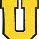 2 x 6-1/2" Varsity Letter Patches Yellow Iron On Letters Letterman Jacket Patches Chenille Large Iron On Letters for Clothing Jacket/Hoodie/Varsity U
