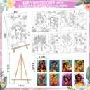 Tenceur 72 Pieces Pre Drawn Canvas Kit 8" x 10" Paint and Sip Kit for Adults Painting Party Pre Printed Canvas DIY Pre Stenciled Canvas with Paints Easels Aprons Brushes for Party Gifts(Black Girl)