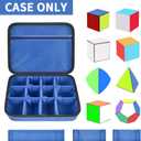 Speed Cube Storage Case Compatible with Rubik's Cube for GAN Magic Puzzle Cubes, Carrying Bag Holder with Mesh Pocke for Brain Teaser Fidget Toy/Cube Stand/Tutorial (Box Only) - Blue