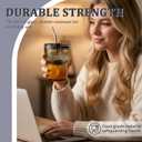 2 Packs Glass Tumbler with Lid and Straw 13 oz Cute Ice Coffee Cup Set Bulk Vasos de Vidrio Con Tazas Para Cafe Cocina Accesorios Home Bar Accessories New House Warming Gift Kitchen Stuff