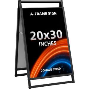 Heavy Duty Slide-in Folding A Frame Sign Sidewalk Sign20x30Inch Sandwich Board Steel Metal Double-Side Pavement sign Corrugated Plastic Poster (20x30 inch(Frame only))