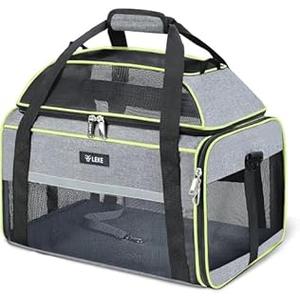 Lekereise Top-Expandable Pet Carrier 17x11x9.5 Inch Alaska Hawaiian Airline Approved Soft Sided Underseat to 12lbs Travel Carriers for Small Cats and Dogs with Locking Safety Zippers Anti-Scratch Mesh (Grey)