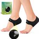 Welnove Gel Heel Protector Cups, Inserts Pads for Women Men, Plantar Fasciitis, Heels Spur Pain Relief, Achilles Tendonitis Dry Cracked Heel Support Cushion Black (W 4.5-9 / M 5-8)