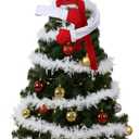 Hoolerry 3 Pcs Christmas Decoration Set Include Snowman Tree Topper White Christmas Tree Skirt and Feather Ribbon Garland Trim for Winter Wonderland Party Indoor and Outdoor Decorations