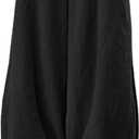 IXIMO Women's Casual Cotton Linen Baggy Pants with Elastic Waist Relax Fit Lantern Trouser (Medium, Black)
