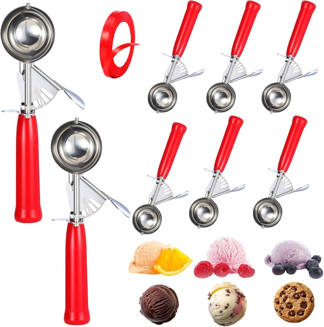 LemonRoad 6 Sets Cookie Scoops for Baking Gifts Sets Include Stainless Steel Ice Cream Scoops, Greeting Cards, Ribbons, Bags for Christmas Stocking Stuffers Cooking Gifts(Wrench)