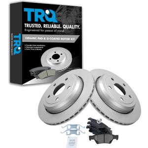 TRQ Rear Ceramic Brake Pad and Rotor Set Coated Compatible with 11–21 Jeep Grand Cherokee with 18 or 20 Inch Wheels 11–21 Dodge Durango with Heavy Duty Brakes