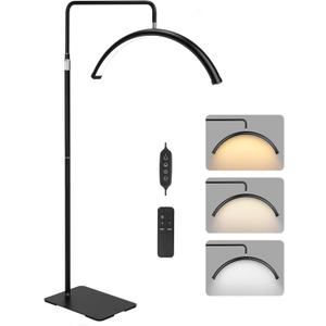 22-inch Half Moon Lash Light for Eyelash Extensions & Estheticians, Dimmable LED Lash Lamp, Shadow-Free Moon Light for Lash Tech, Adjustable Eyelash Lamp with Rotating Head (Black)