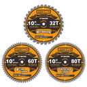 10 Inch Table Saw Blade/Miter Saw Blade, 5/8" Arbor, 32T for Framing&60T for Fine Finish&80T for Ultra Fine Finish Wood Cutting, 3-Pack