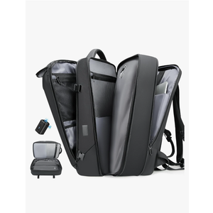 Vacuum Travel Backpack with Pump, 50L Expandable Compression Backpack With Vacuum Seal, 17.3 Inch Water Resistant Business Laptop Backpack with USB Charging Port for Women & Men