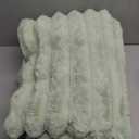 Cozy Bliss Faux Fur Throw Blanket for Couch, Cozy Warm Plush Striped Blanket for Sofa Bedroom Living Room, 50 * 60 Inches Sage Green