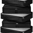 5 Pcs Packing Cubes for Suitcase Large Travel Cubes Carry on Luggage Organizer Bags for Clothes Accessories(S,Black)