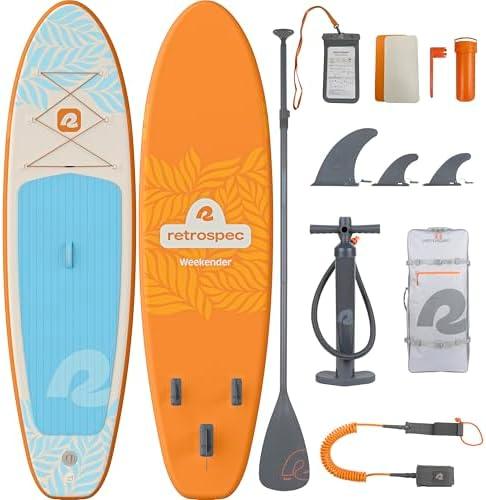 Retrospec Weekender Inflatable Paddle Board 10'6" Stand Up Paddle Board SUP | 10'6"x32"x6", SUP, Paddle Board Accessories, Inflatable Paddle Boards for Adults, iSUP, Puncture Resistant, Dog Friendly