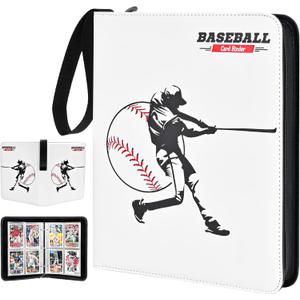 ProCase 4-Pocket Baseball Card Binder Fits 440 Cards, Sport Trading Card Album Book with 55 Sleeves for Baseball Colletible Card Holder -Medium (White)