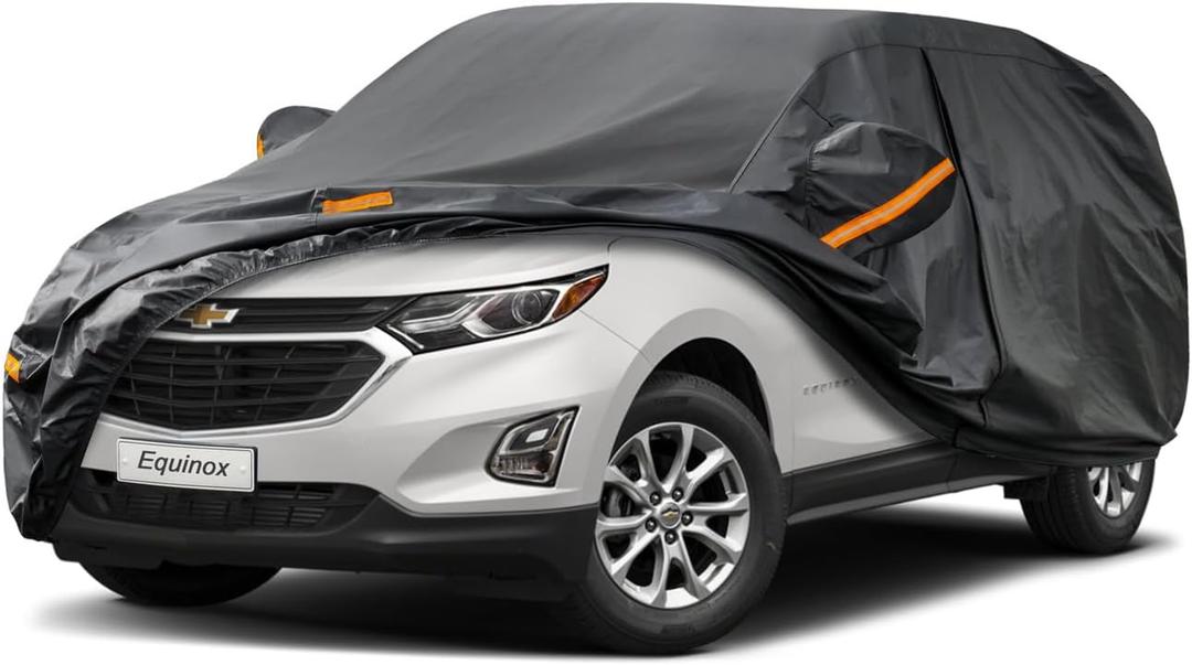 Kayme 7 Layers SUV Car Cover Custom Fit for Chevrolet Chevy Equinox (2005-2025) Waterproof All Weather for Automobiles, Outdoor Full Cover Rain Sun UV Protection. Black