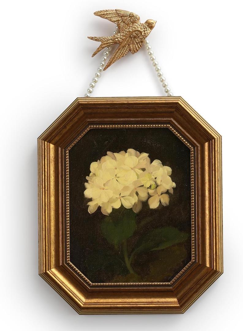 Zelvix Gold Framed Canvas Wall Art Vintage Decor,Lemon Floral Oil Painting Prints,8"x10"Picture Framefor Living Room Bathroom Kitchen Bedroom office, 13.6"L x 11.4"W