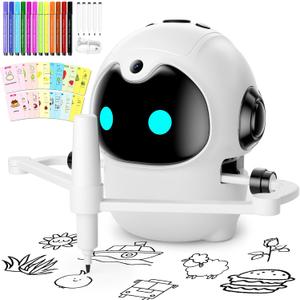 Drawing Robot for Kids, Interactive Educational Toy with 150 Cards, 12 Color Markers & Voice Guidance, Magic Drawing Robot for Boys & Girls Ages 3-8, Educational Learning Toys for Kids