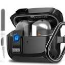 Galaxy Buds 3 Pro/3/3 FE Case Cover with Secure Lock Clip, Shockproof Samsung Galaxy Buds3/3 Pro 2024/3 FE 2025 Protective Hard Cover Shell with Carabiner&Cleaner kit for Men Women, Black