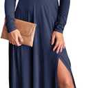 ANRABESS Women Deep V Neck Long Sleeve Slit 2026 Fall Elegant Formal Wedding Guest Cocktail Evening Date Prom Maxi Long Dress (Medium)