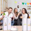 Tlenpo 8 Pcs Birthday Wine Gift Bags for Bottles, Gold Foil White Whiskey Tote for Birthday Party, Reusable, 230g Laminated for Extra Strength 13.7x3.8x3.8 Inches