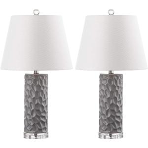 Safavieh Lighting Collection Dixon Grey White and Grey Base Table Lamp, Set of 2