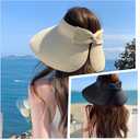 2 x Yountoon Sun Straw Visor Hats for Women Wide Brim Roll-Up Packable UPF 50+ (One Size, White)