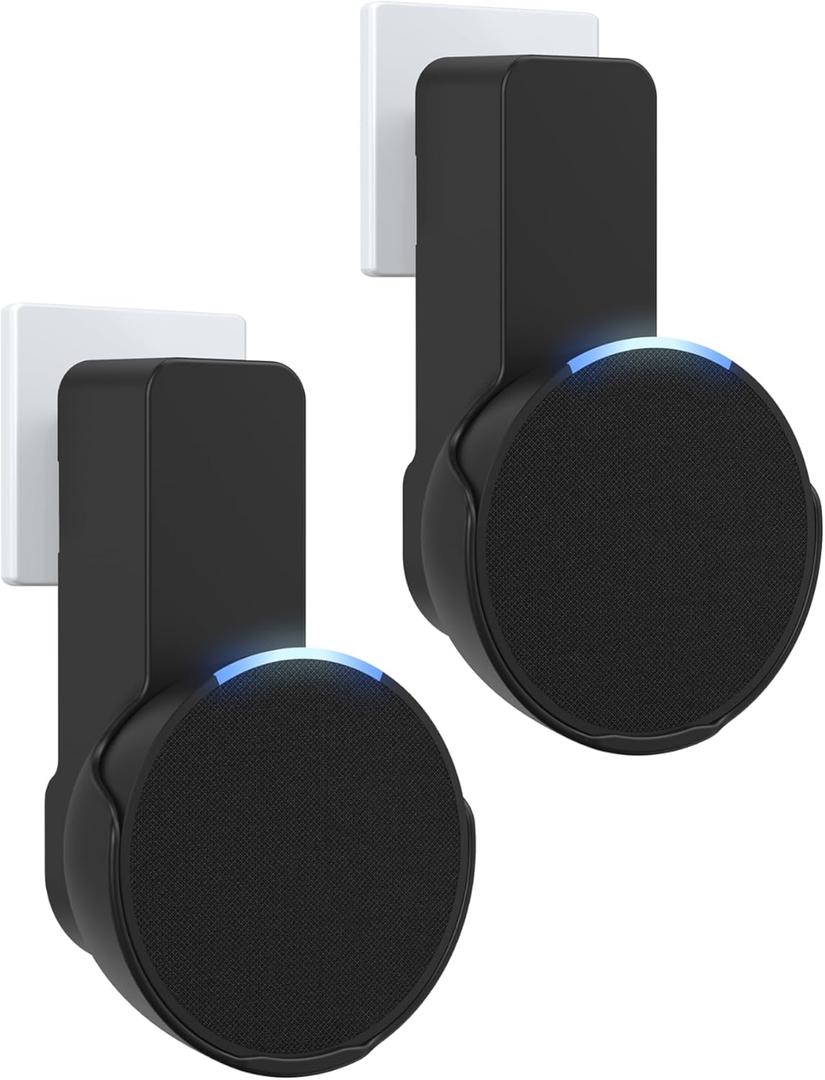 Maxonar Wall Mount, (2 Packs) Ech0 P0p Wall Mount Speaker Holder No Screws No Drill Needed Cable Hidden Storage Compatible with Google Nest, Ech0 P0p- Black