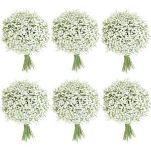 120 Pcs Artificial Flowers,Babys Breath Artificial Flowers,White Babys Breath Flowers Artificial Bulk,120 Pcs Real Touch Flowers for Wedding Party Home Garden Decoration