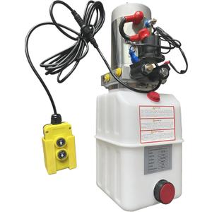 Double Acting Hydraulic Pump 5 Quart Hydraulic Power Unit 12V DC Hydraulic Pump (Plastic Oil Reservoir Double Acting 3200 PSI) SAE#6 Connector for Dump Trailer Car Lifting-US