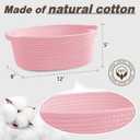 Pro Goleem Small Woven Basket with Gift Bags and Ribbons Durable Baskets for Gifts Empty Small Rope Basket for Storage 12"X 8" X 5" Baby Toy Basket with Handles, Pink