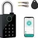 Heavy Duty Fingerprint Padlock with Key Backup, Waterproof Outdoor Smart Combination Gate Lock with IC Card, 5 Ways Unlock Smart Padlock