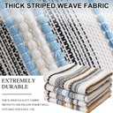 Coastal Blue Boho Throw Pillow Covers 18x18 Inch Farmhouse Decorative Striped Cushion Cases Accent Pillows Square Rustic Textured Woven Neutral Pillowcase for Sofa Couch Bed Living Room,Pack of 1