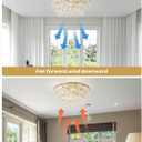 Crystal Ceiling Fan with Light Flush Mount Silver, Low Profile Caged Crystal Fandelier Ceiling Fans Enclosed with 6 Speeds for Girl’s Bedroom, Living Room, Nursery, Small
