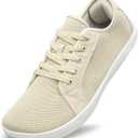 Mens Flat Shoes Wide Toe Zero Drop Indoor House Sneakers Casual Breathable Comfortable (8, Beige)