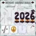 4 Sets 5 ft Graduation 2026 Balloons Column Stand Kit Jumbo Black 2026 Grad Cap Balloon Tower Pillar with Reusable Metal Telescopic Design for Class of 2026 High School College Graduation Party