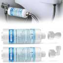 2 Pack Bidet Water Filter and Adapter for Electric Bidet Toilet Seats, Reduce Mineral Deposits & Soften Hard Water, Essential Protection for Smart Toilet, Compatible with 1/2", 3/8", 1/4" Hoses