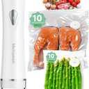 Compact Vacuum Sealer for Food (Vacuum Sealer Machine + 20 Reusable Vacuum Bags), Powerful Handheld Vacuum Sealer Machine, Seal Food 6X Fresh Longer, Portable & Wireless, Easy-Clean