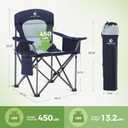 LET'S CAMP Oversized Folding Camping Chair Portable Outdoor Heavy Duty Padded Chairs Lawn Chair with Cup Holder, Storage Pocket and Cooler Bag, Supports 450LBS, for Camp, Travel, Picnic (Blue)