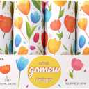 Car Tissue Holder (4 PK) - 50 3-Ply Tissues per Cylinder, Fits Car Cup Holders, Portable Travel Tubes Box Container, Tulip Design, Round Tissue Container for Car Accessories