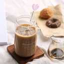 Glass Swizzle Sticks for Cocktails Drinks, 5Pcs Heart Shape Drink Swizzle Sticks Glass Coffee Beverage Cocktail Stirrers Stirring Spoons for Restaurant Home Bar Party