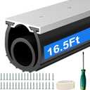 16.5 FT Garage Door Seal Bottom Kit - Heavy Duty EPDM Rubber U+O Ring Weather Stripping with Pre-drilled Aluminum Track, Universal Replacement Stops Rain, Drafts & Pests, Easy to Install