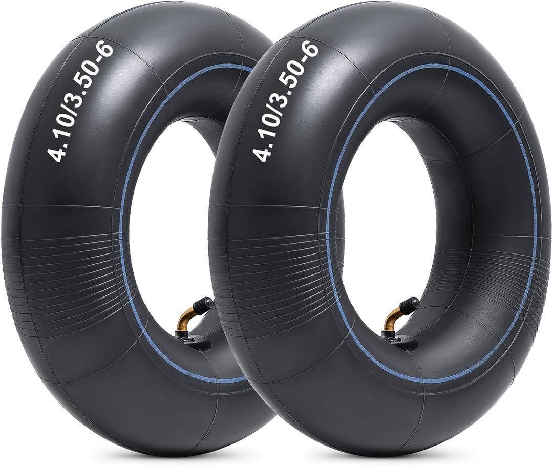 Heavy Duty 4.10/4.00/3.50-6 Thick 40% Inner Tube, 13x4.00-6 Tube with TR87 Bent Valve Stem for Wheelbarrows, Snow Blowers, Wagons, Carts, Hand Trucks, Lawn Mowers, Tractors and More (2 Pcs)